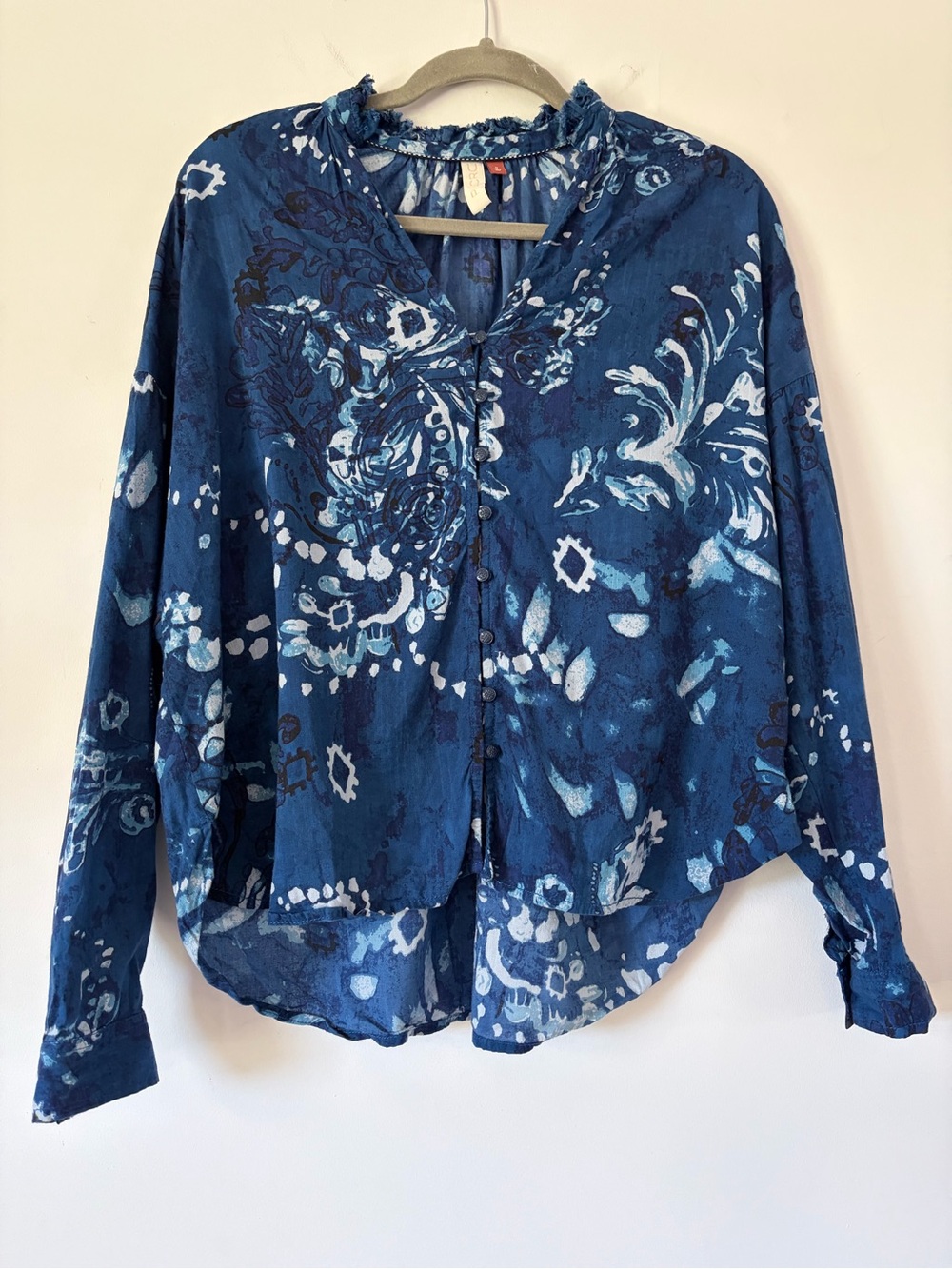 Pilcro Anthropologie button up blouse top flowy boxy oversized modest sz M boho